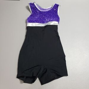 balera Girls dance leotard purple, black, silver sparkle girls size large